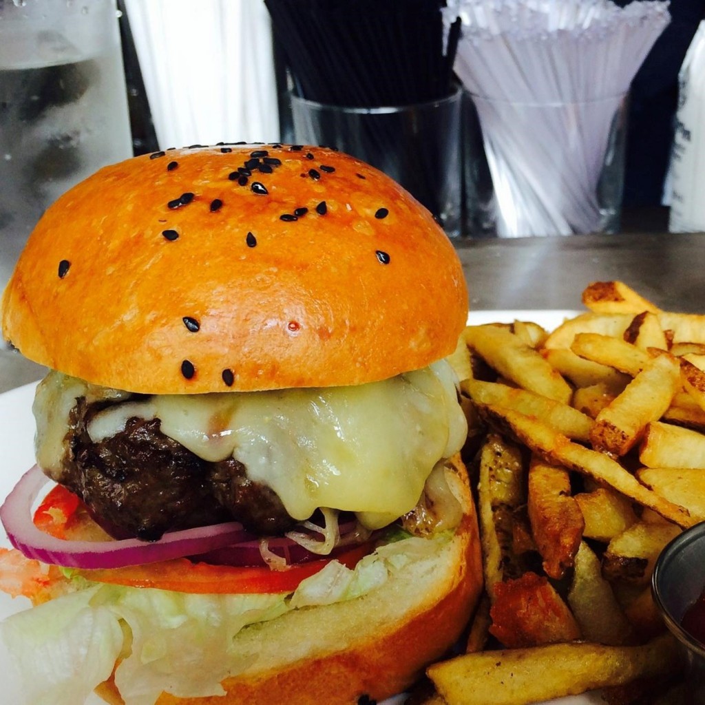 Burger and fries from The Runner.