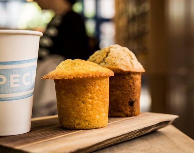 Peck's coffee and muffin